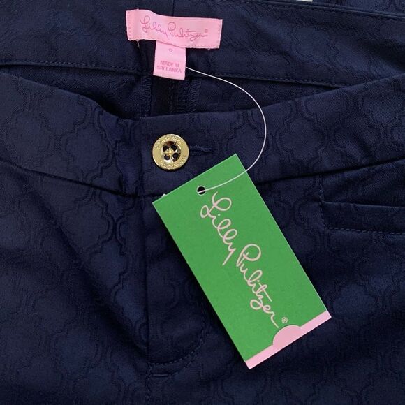 Lilly Pulitzer Textured Kelly Skinny Ankle Pants Midnight Navy Blue NWT - Picture 4 of 7